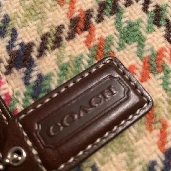 Multi-Color Coach Tweed Handbag - Picture 4 of 5